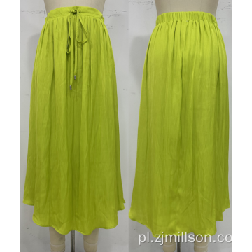 Fluorescencyjna zielona regulacyjna spódnica elastyczna talia midi